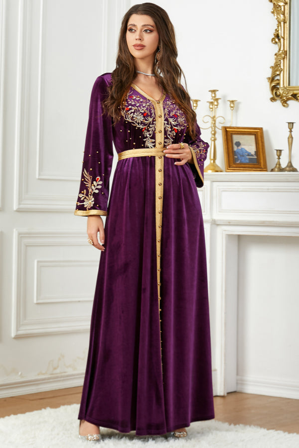 Velvet Beaded Embroidered Gown