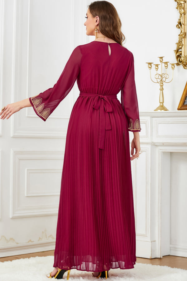 Pleated Beaded Embroidered Abaya