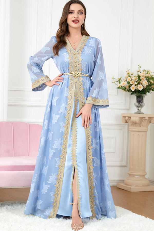 V-Neck Two-Piece Maxi Dress