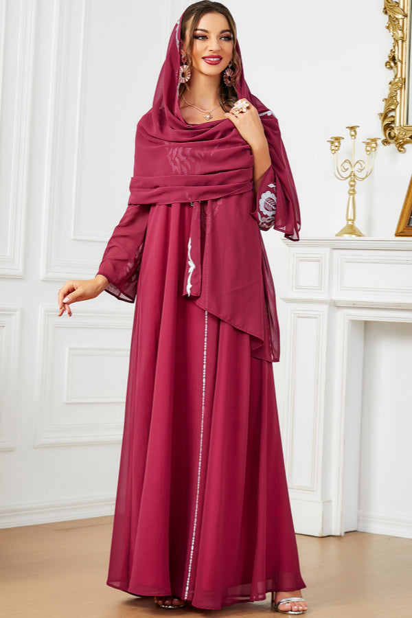 Embroidered Abaya With Hijab