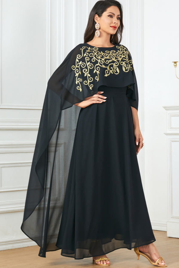 Sleeveless Embroidered Evening Dress