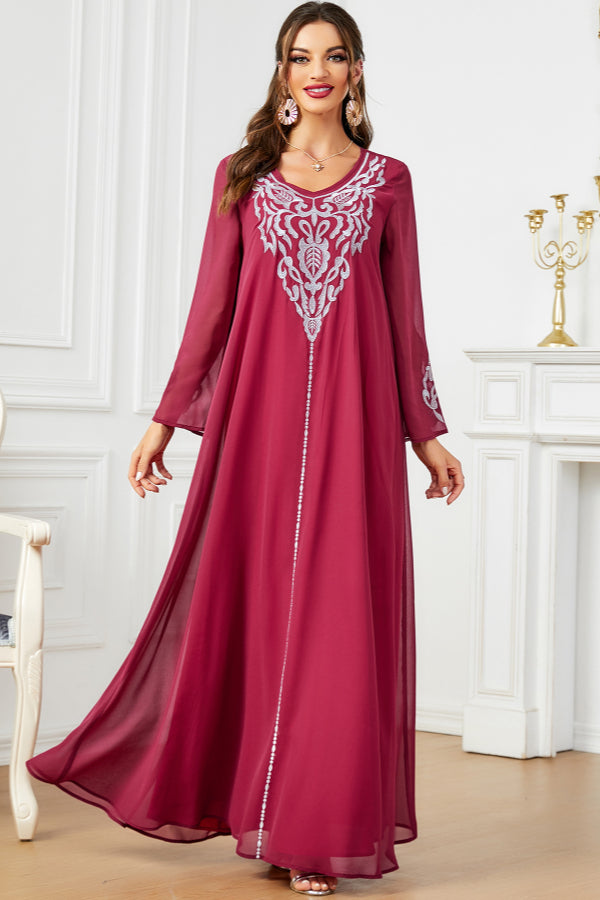 Embroidered Abaya With Hijab