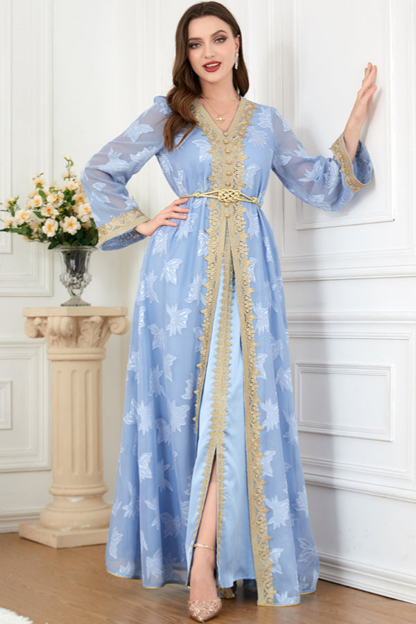 V-Neck Two-Piece Maxi Dress