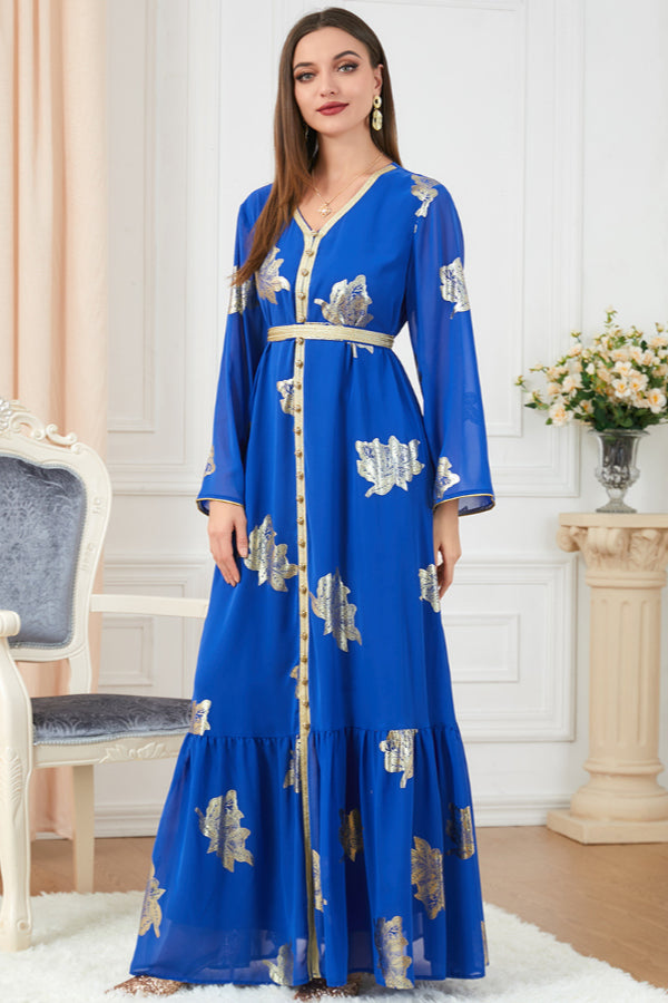 Foil Print Abaya Dress