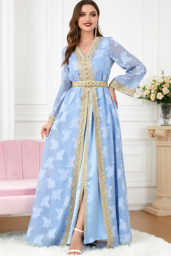 V-Neck Two-Piece Maxi Dress