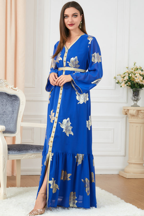 Foil Print Abaya Dress