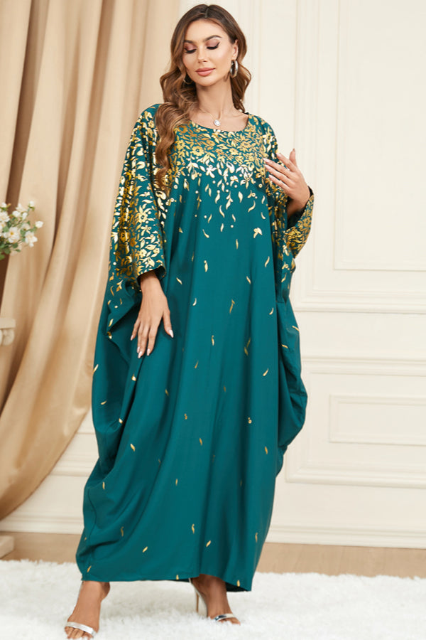 Green Foil Batwing Dress