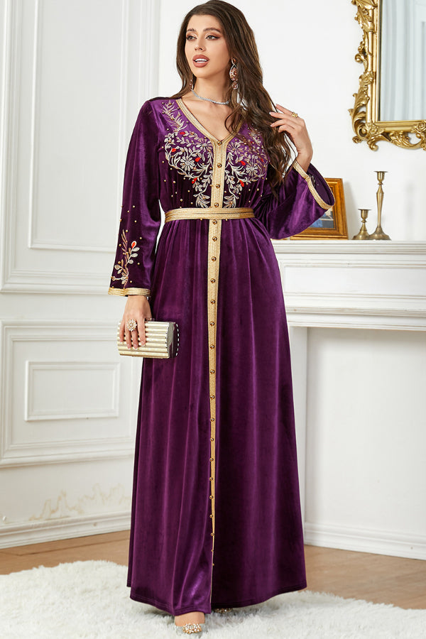 Velvet Beaded Embroidered Gown