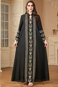 Embroidered Patchwork Abaya Dress