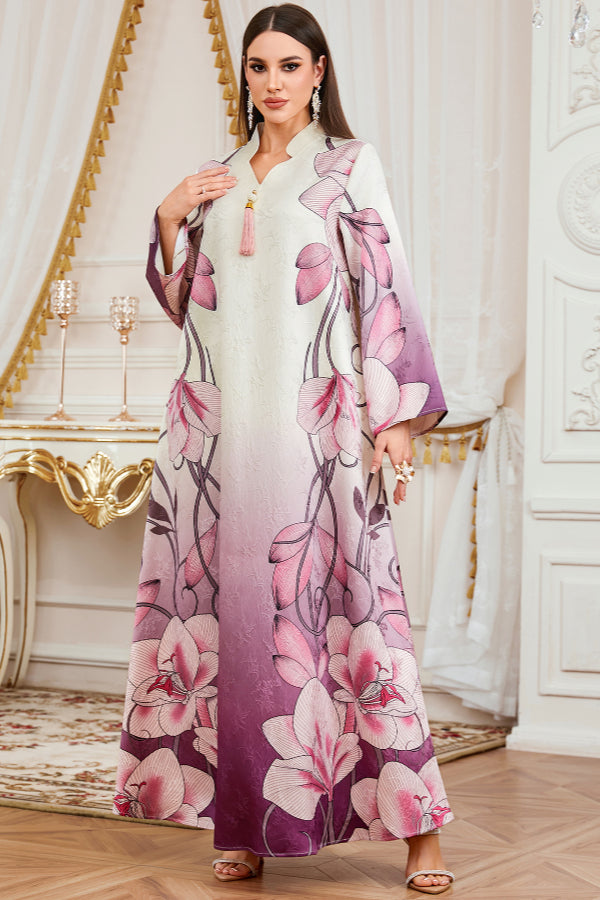 Jacquard Printed Abaya Dress