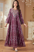 Cord Embroidered Abaya Dress