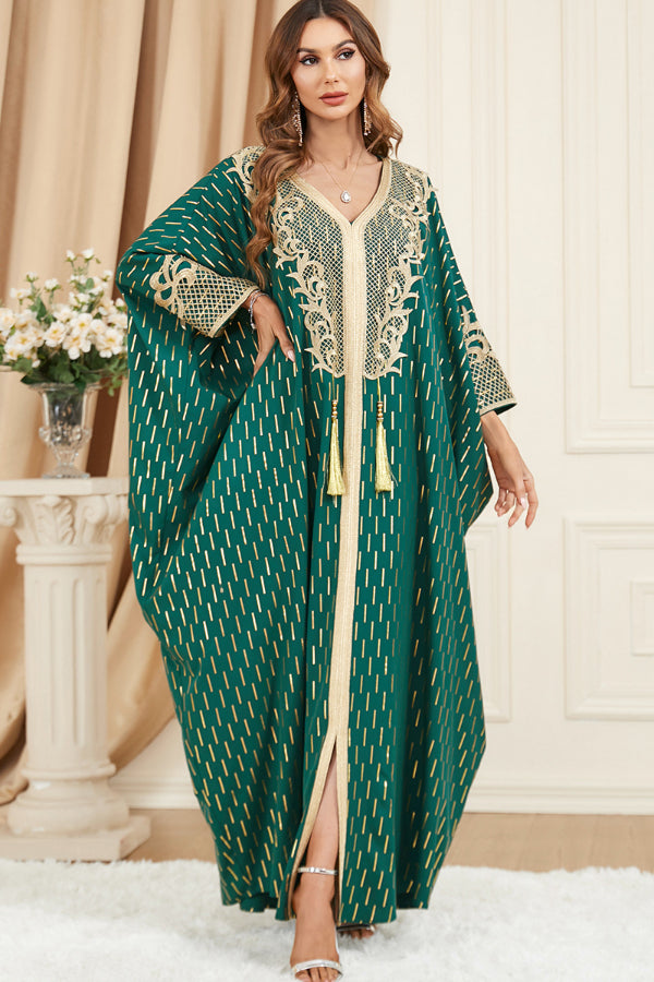 Green Foil Batwing Dress