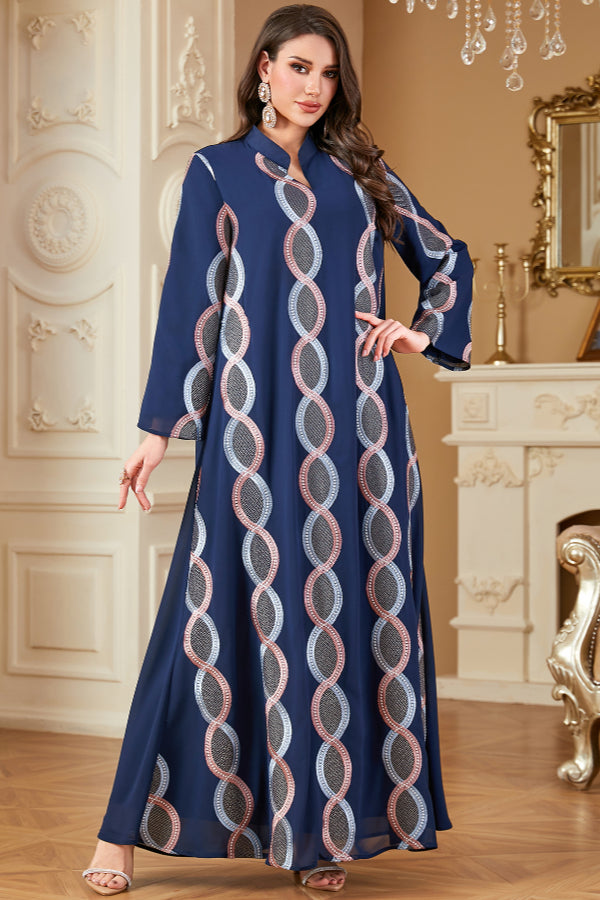 Embroidered Maxi Abaya Dress