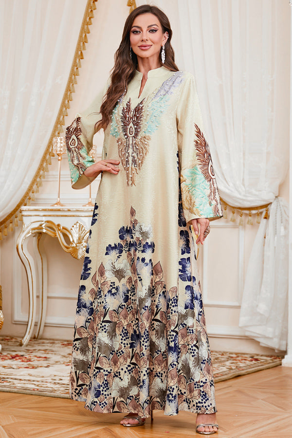 Printed Maxi Abaya Dress