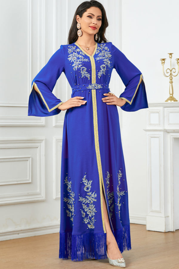 Tassel Embroidered Beaded Abaya
