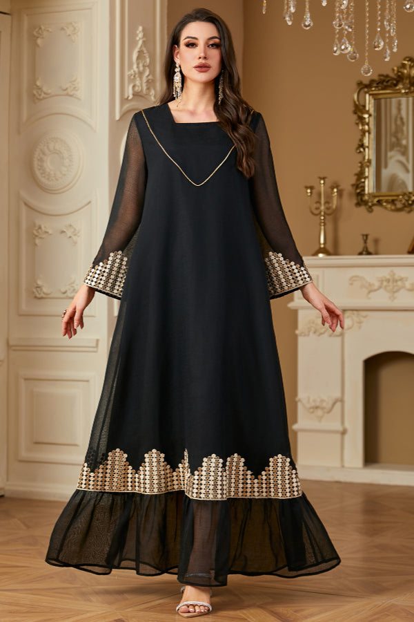 Casual Patchwork Abaya Dress