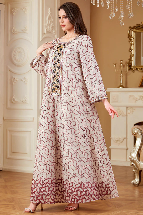 Lace Trim Abaya Dress