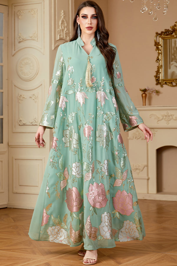 Sequin Tassel Abaya Dress
