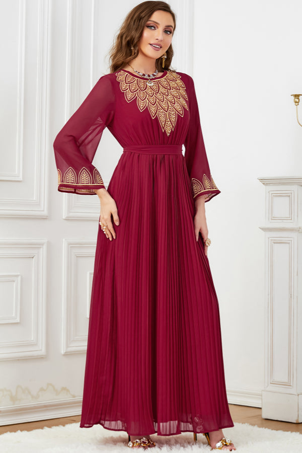 Pleated Beaded Embroidered Abaya