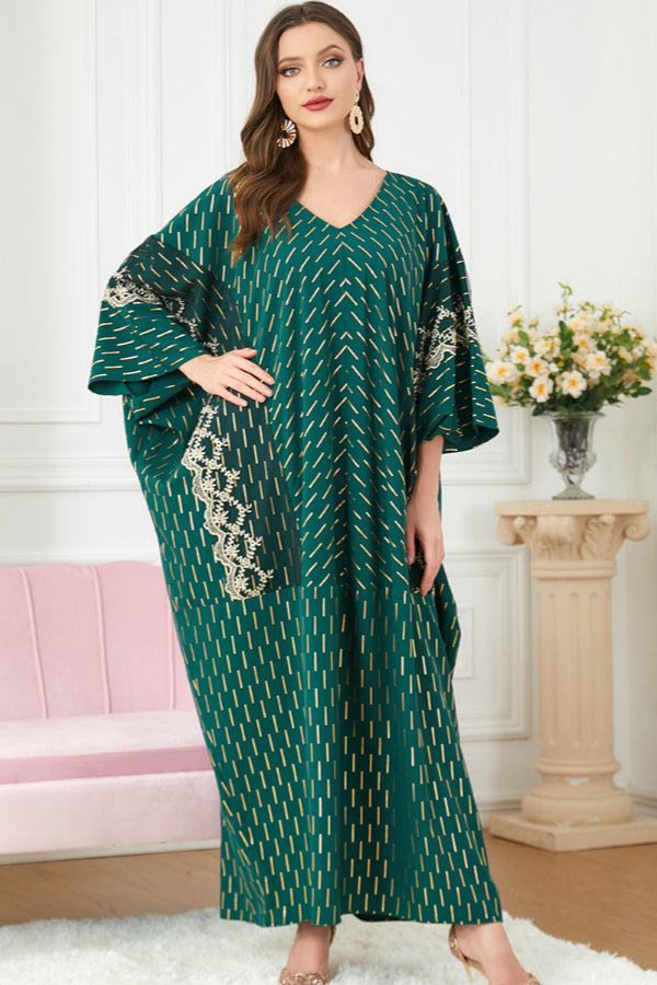 Foil Lace Embroidered Abaya