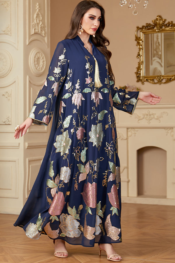 Sequin Tassel Abaya Dress