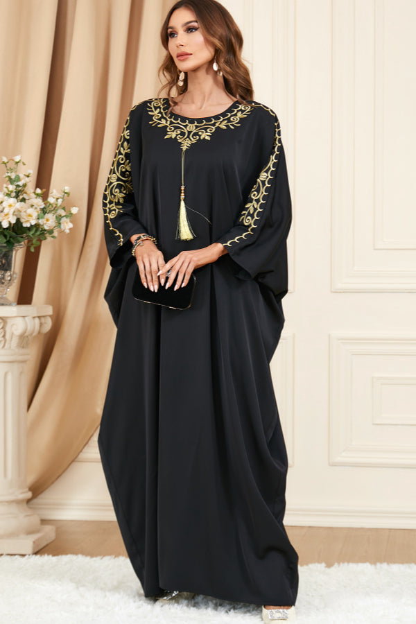 Embroidered Batwing Abaya Dress