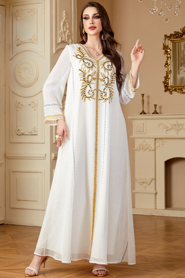 Embroidered Beaded Maxi Abaya