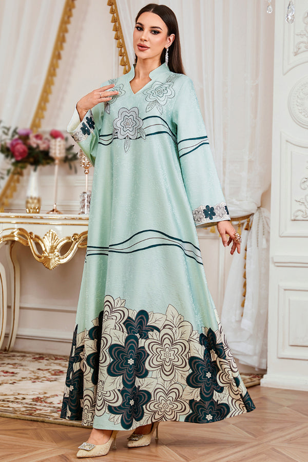 Rhinestone Print Abaya Dress