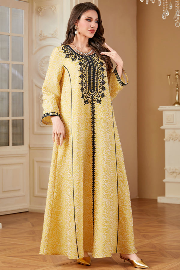 Jacquard Embroidered Abaya Dress