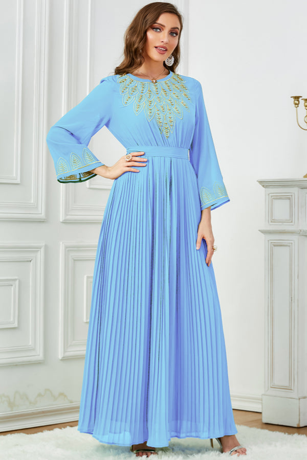 Pleated Beaded Embroidered Abaya