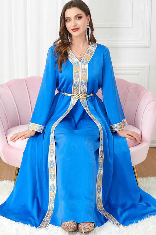 Slit V-Neck Two-Piece Dress