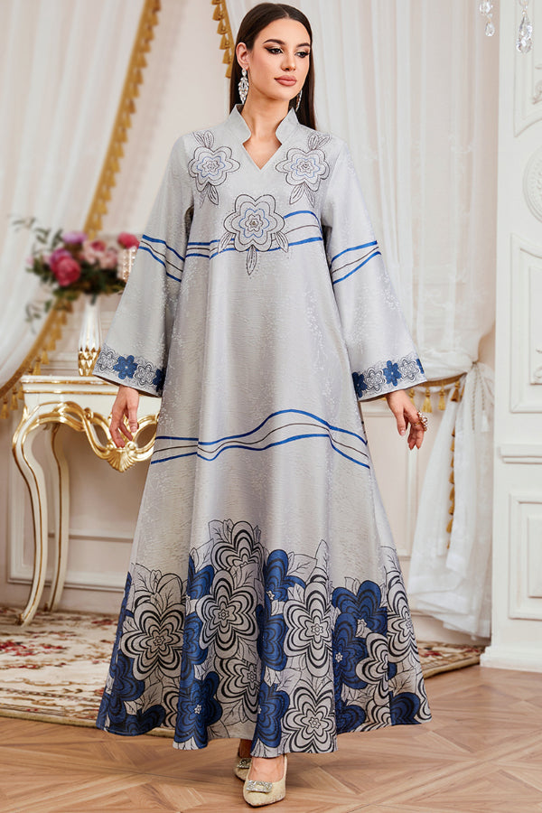 Rhinestone Print Abaya Dress