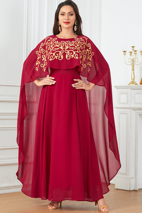 Sleeveless Embroidered Evening Dress