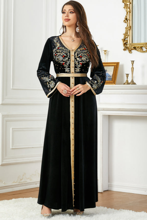 Velvet Beaded Embroidered Gown
