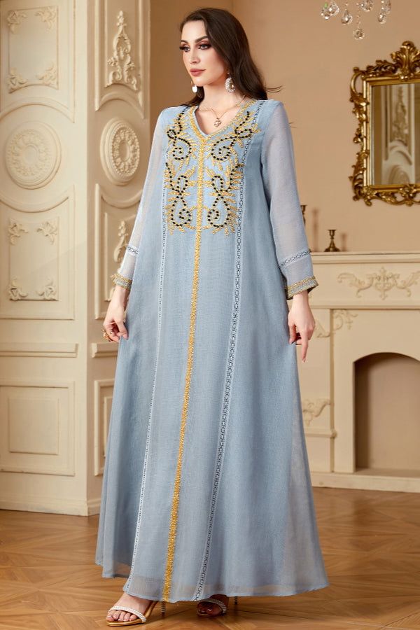 Embroidered Beaded Maxi Abaya