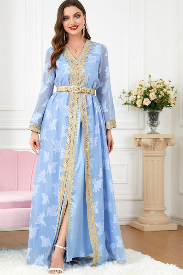 V-Neck Two-Piece Maxi Dress