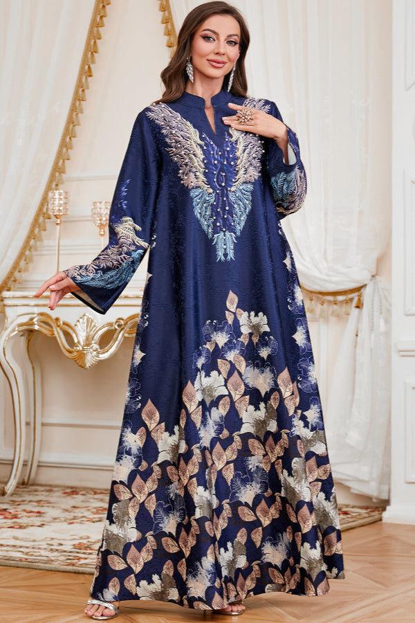 Printed Maxi Abaya Dress