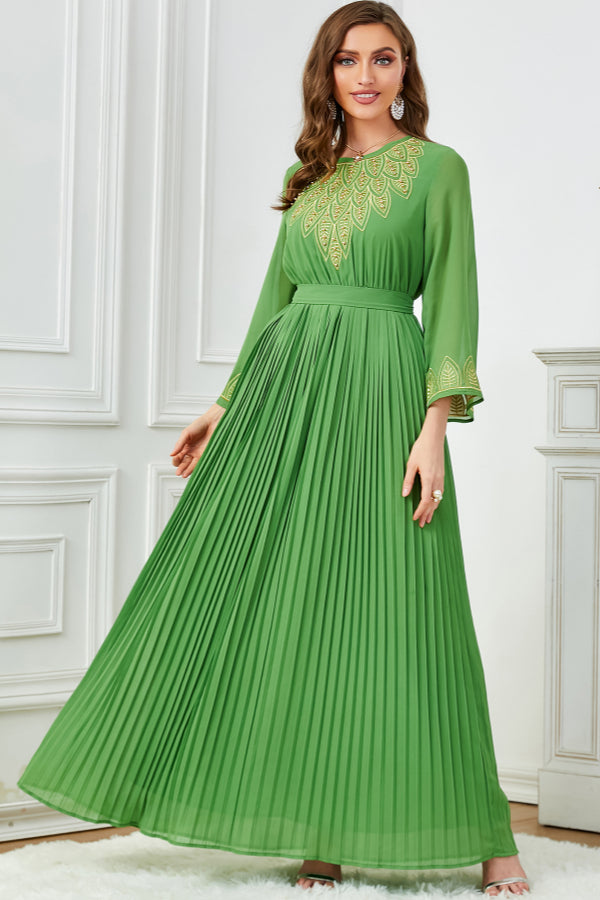 Pleated Beaded Embroidered Abaya