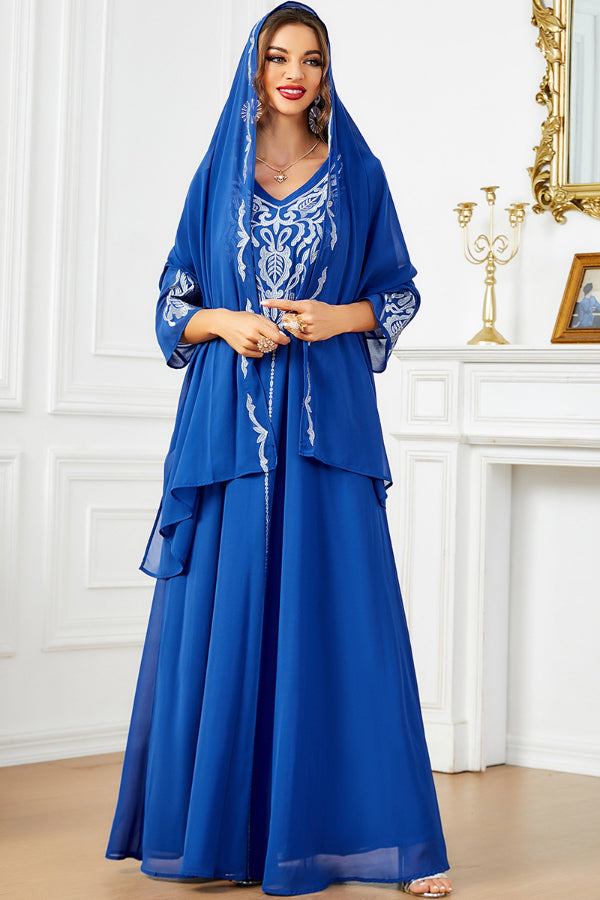 Embroidered Abaya With Hijab