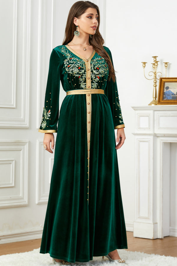 Velvet Beaded Embroidered Gown