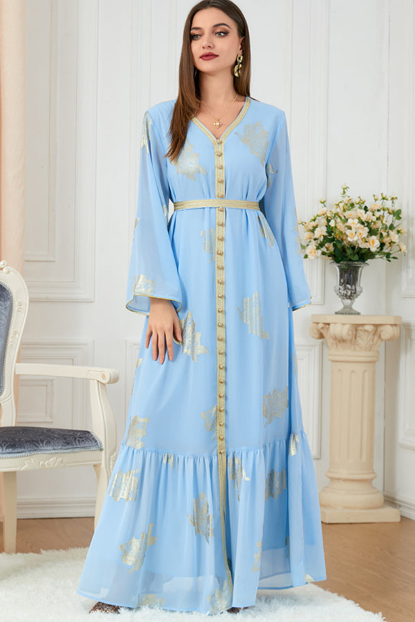 Foil Print Abaya Dress